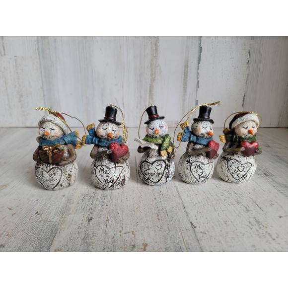 Other - Snowman rustic I heart grandma grandpa you me‎ ornament Xmas set